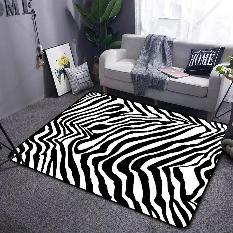 Korean-Inspired Plush Area Rug – Black & White Simple Thick Non-Slip Carpet for Living Room, Bedroom, Modern Home Decor
