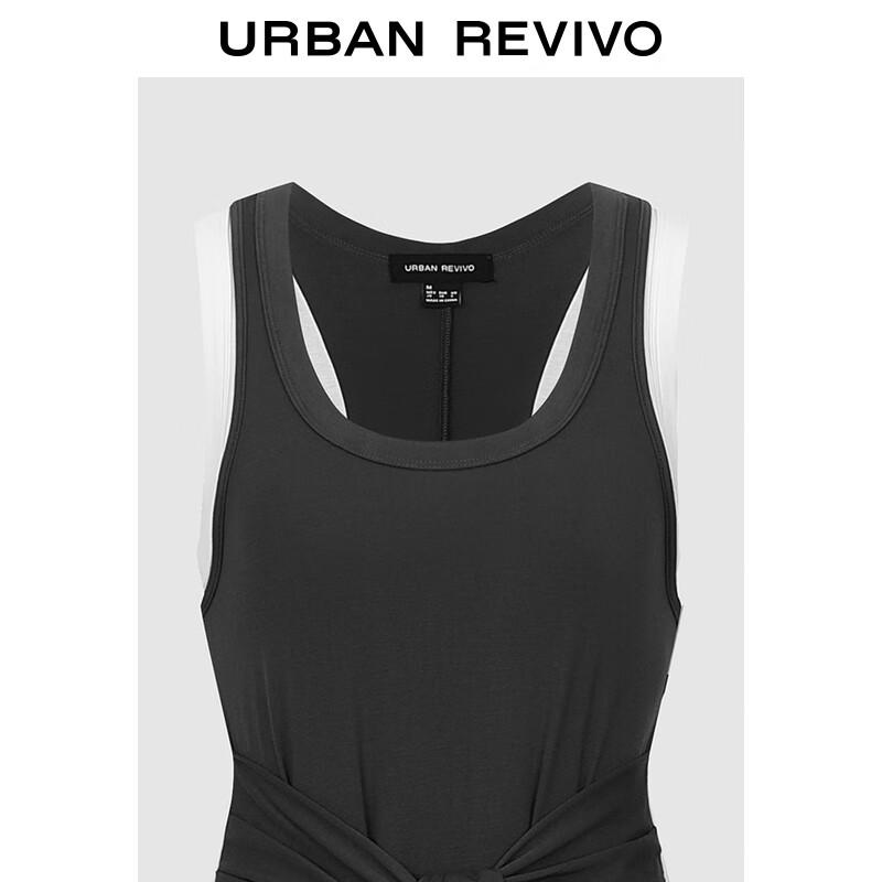 UR 2025 Autumn Faux Two-Piece Color Block Bandage Slim Dress