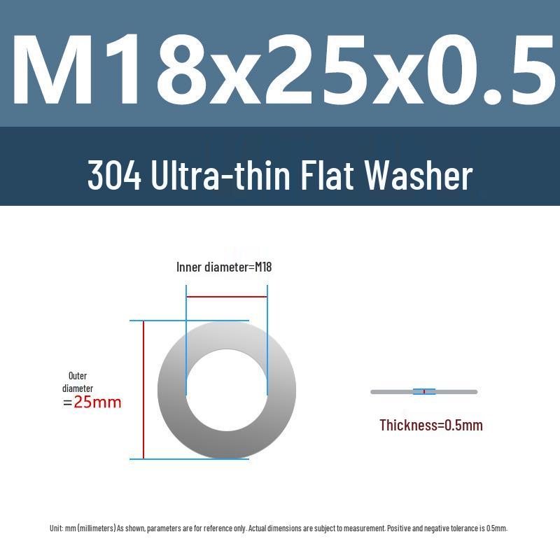 Yigu 304 Stainless Steel Flat Washer Shim Ring (Sizes M3, M4, M5, M8)
