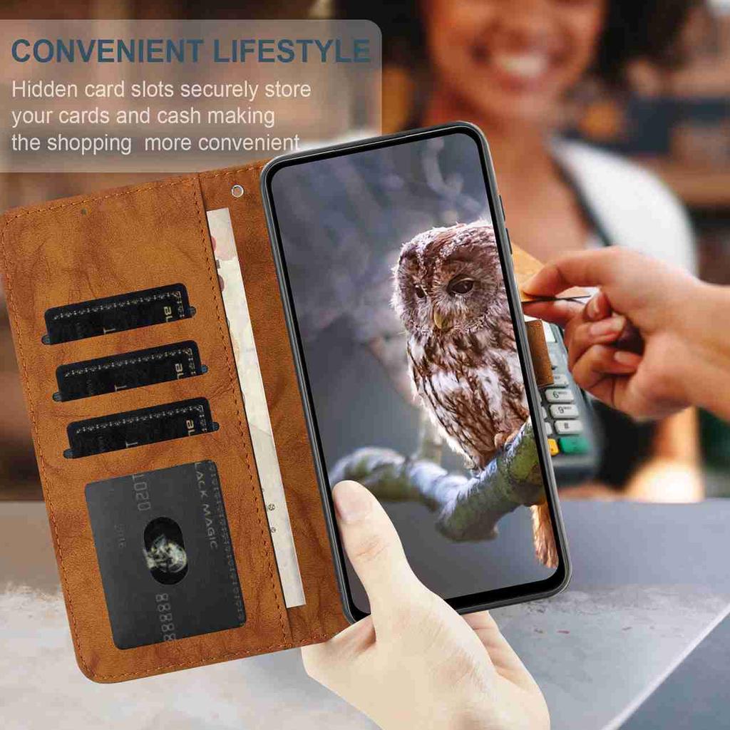 8-Color Owl Embossed Pattern Flip Card Design Wallet Case for TCL 40 XL/40R/40X/40SE.TCL 403/405/406/408