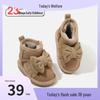 Girls' Winter Snow Boots with Bowknot - Cute Toddler Shoes, Velvet-Lined, Short Princess Boots for Baby Girls.