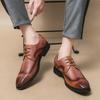 Brand Men's Business Wedding Dating Leather Formal Shoes Classic Retro Style Brogue Shoes Quality Gentleman Elegant Oxford Shoes