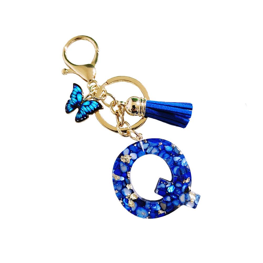 Sapphire Blue Butterfly Tassel Keychain Pendant