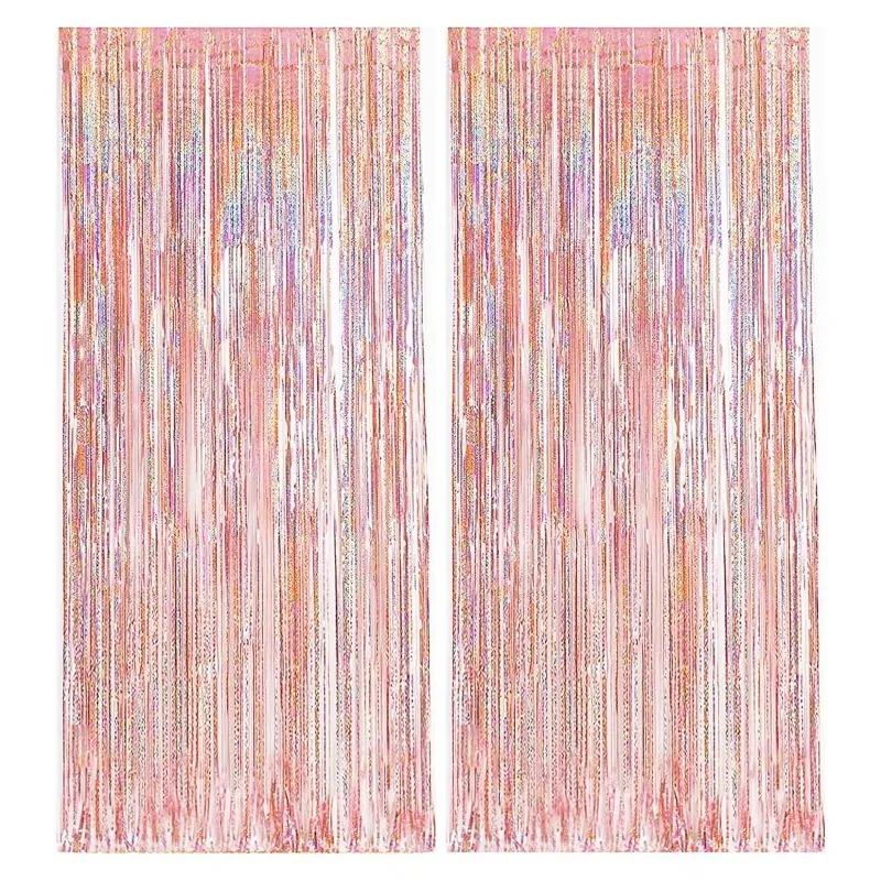 

Metallic Foil Tinsel Fringe Curtain Backdrop Ideal for Birthday Receptions Anniversary Events Festive Photo Booth Background