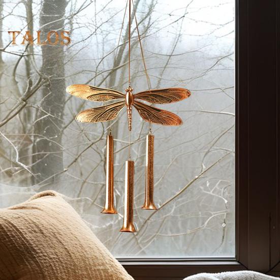 Vintage Dragonfly Wind Chime Weather-proof Indoor Outdoor Garden Patio Metal Dragonfly Hanging Wind Bell Decoration Ornament