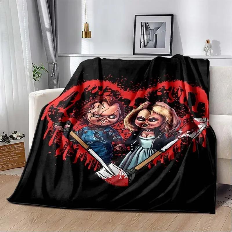 3D Horror Movie Character Chucky Saw Cartoon Area Blanket Fashion Soft Cozy Living room Bedroom Sofa Bed Travel Blanket