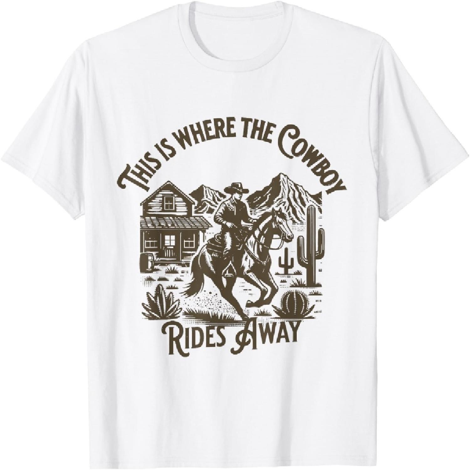 This is Where the Cowboy Rides Away Shirt, Vintage Cowboy T-Shirt S
