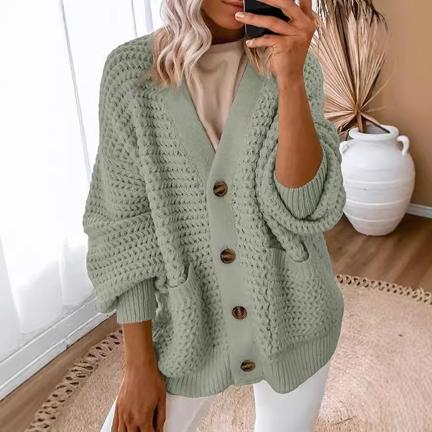 Women's 2024 Casual Chunky Knit Open-Front Cardigan Sweater