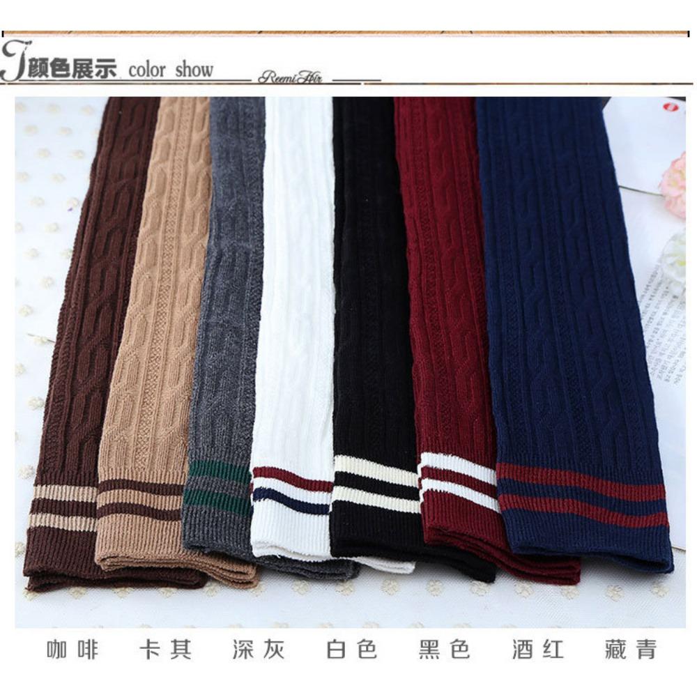 2019 College Style Stockings, Women's Two Bar Twists, Stacking Socks, Japanese and Korean Striped Stockings Over Knee Socks