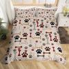 Dog Lover Duvet Cover Hand Drawn Paw Print Doodles Circular Pattern Drawing Style Animals Bedroom Decorations Coral Turquoise