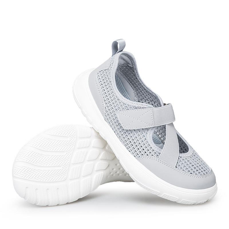 

Summer hollow big net breathable and comfortable mother shoes light daily not stuffy feet sandals light 2025 35 светло-серый