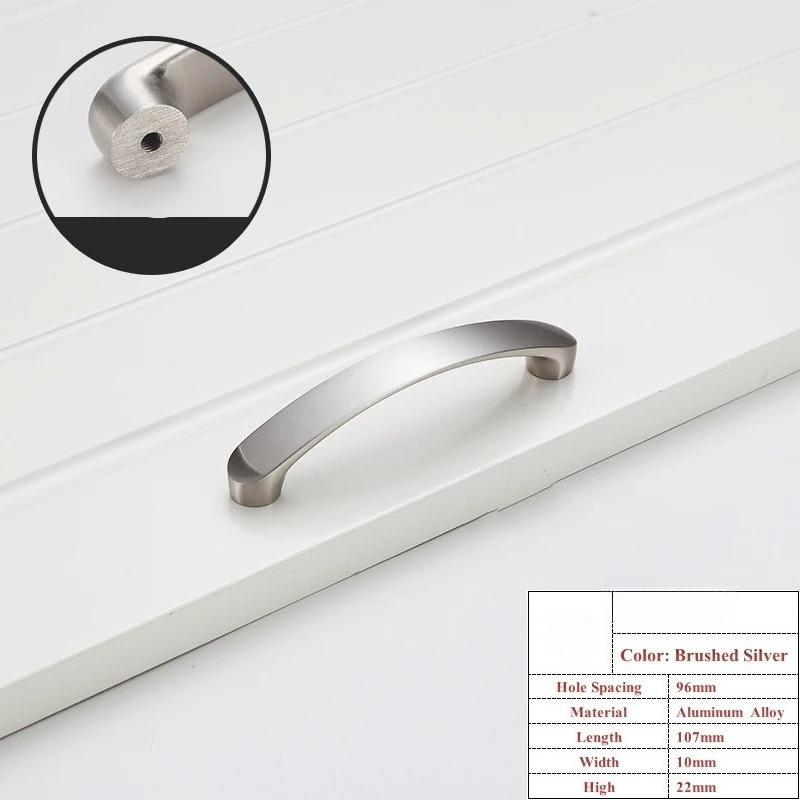 Bright Chrome Furniture Cabinet Handle Modern Minimalist Kitchen Door Knob Brushed Drawer Wardrobe Door Pull Hardware Dress Knob