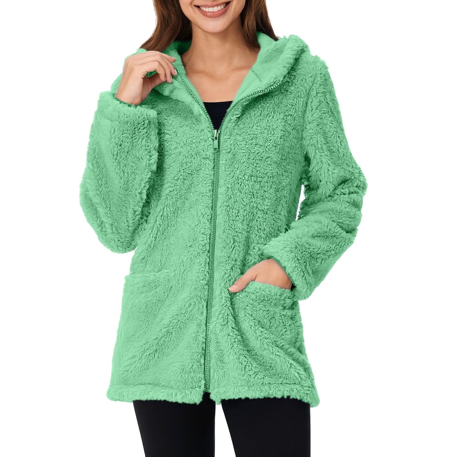 Women s Fashion Casual Long Sleeve Fleece Zipper Hoodie Warm Sweatshirt Hooded Jacket XXL 1798₽
