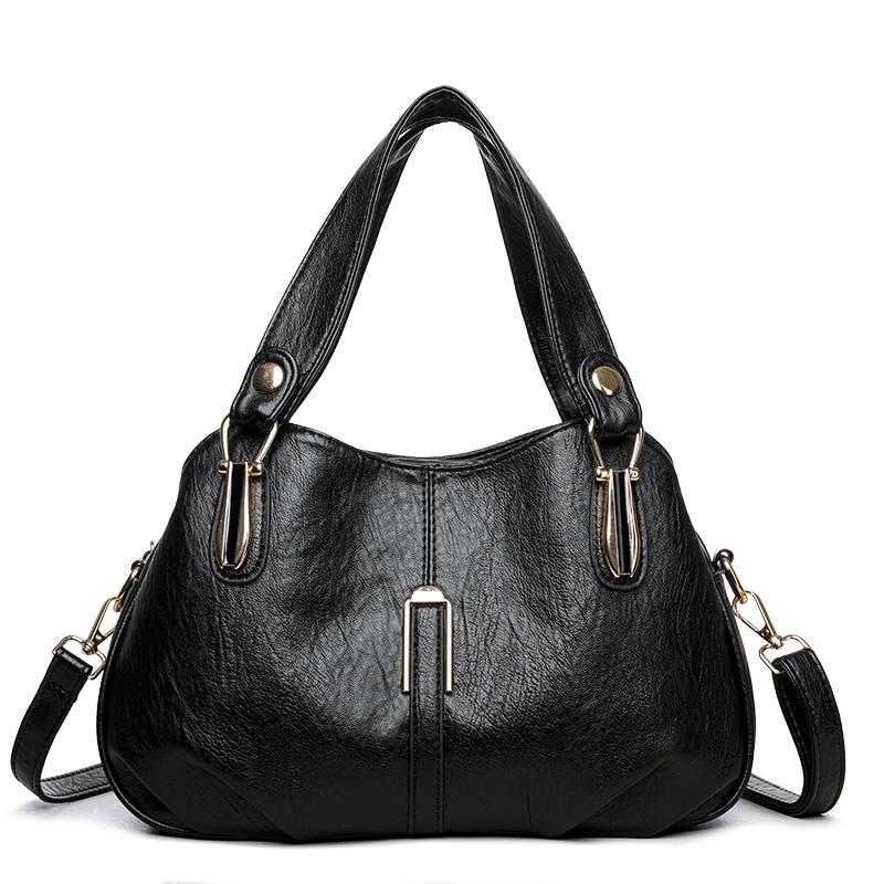 Vintage Soft Leather Handbag Women's Commuter Multi-Layer Large Capacity Shoulder Crossbody Bag