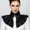 Detachable Satin Fake Collar Stand‑up Ruffle Collar With Pearl Button Decorative Shawl Collar For Blouse Dress Costume Accessory