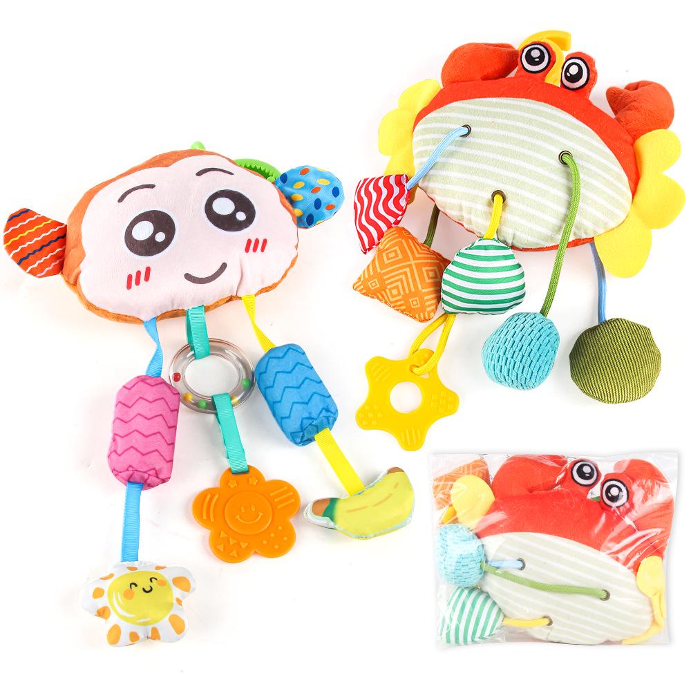Crab Pull-String Stroller Mobile: Newborn Baby Soothing Rattle Toy