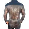Men's Sequin Glitter Shirt Long Sleeve Lapel Button Down Disco Shirt Retro Sexy Thin Shirts for Bar Dancing Night Club Disco Party