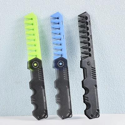Peines Plegables de Bolsillo de Plástico Multifuncionales Portátiles Peines para Barbero Hombres Cabeza de Aceite Peines para Barba Peines de Dientes Anchos para Peinar el Cabello