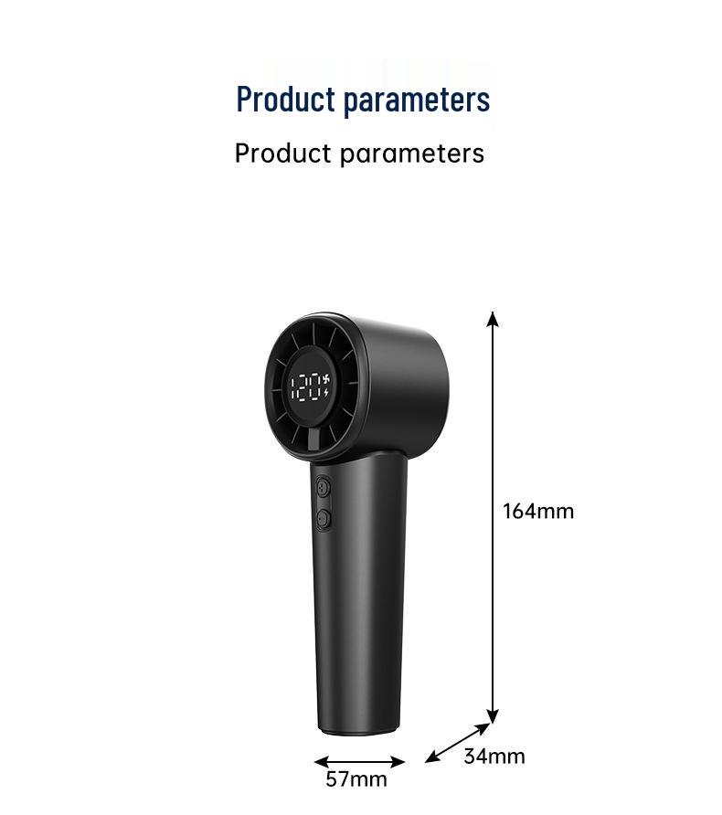 USB Rechargeable Handheld Fan with 120-Speed Levels, LED Screen, and Five-Step Adjustable Speed Control