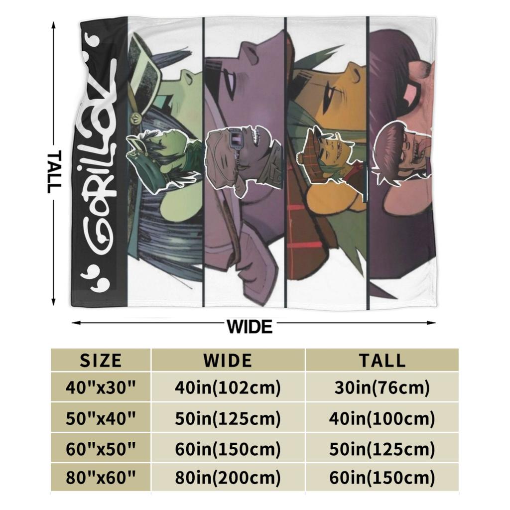 G-Gorillaz Music Band Blankets  Super Warm Fluffy Plush Bedding Throws For Kids Adult Couch Chair Sofa Bed Bedspread Bed Cover