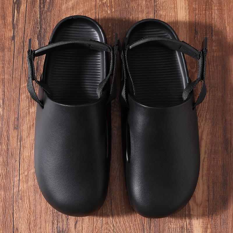 

Summer Men s Slippers Non-slip Wear-resistant Closed Toe Soft Sole Breathable Comfortable Casual Shoes Fashionable Beach Sandals 45 чорний