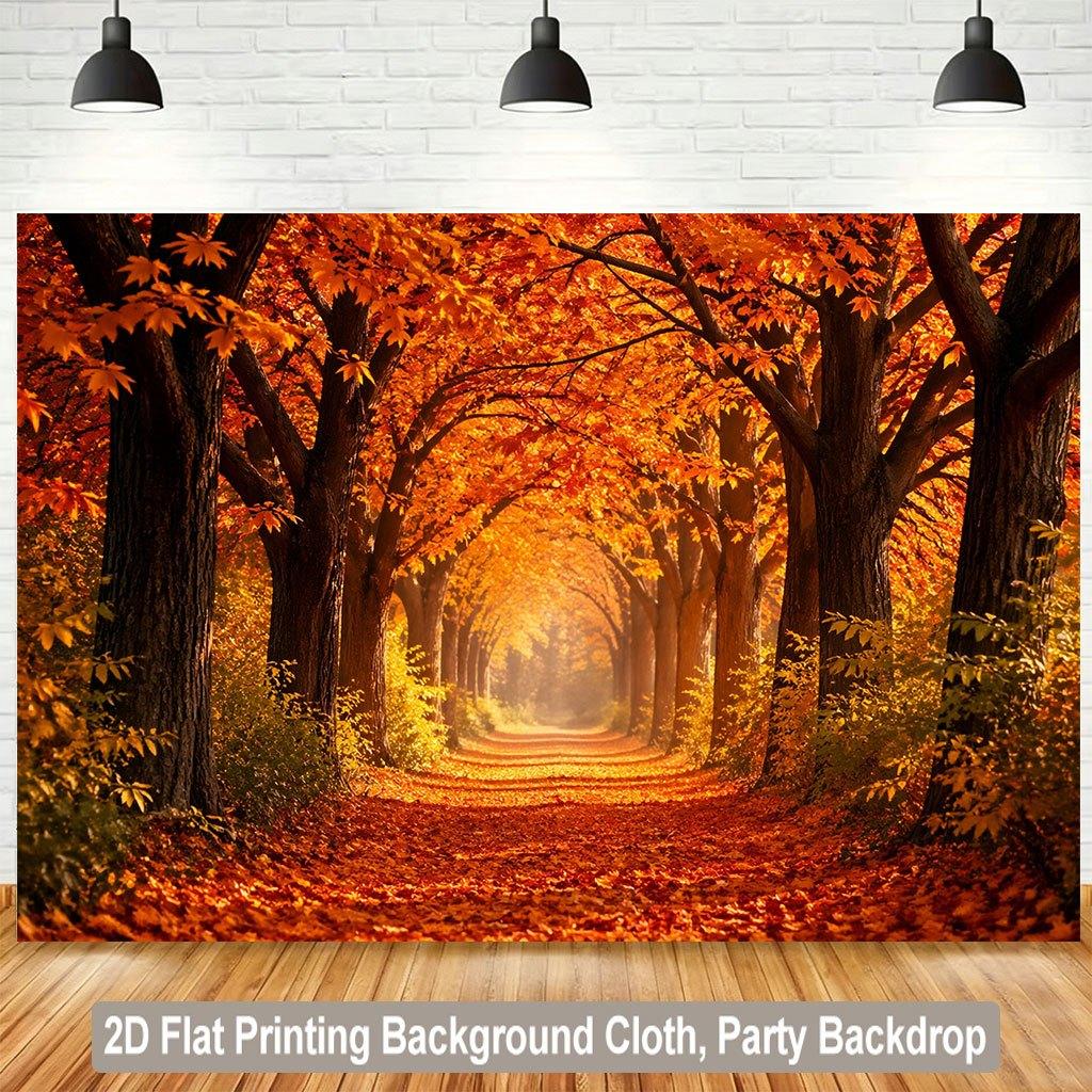 2D Plane 1 Piece of Autumn Forest Fallen Leaves Covering the Ground Background Fabric Suitable for Families and Gardens