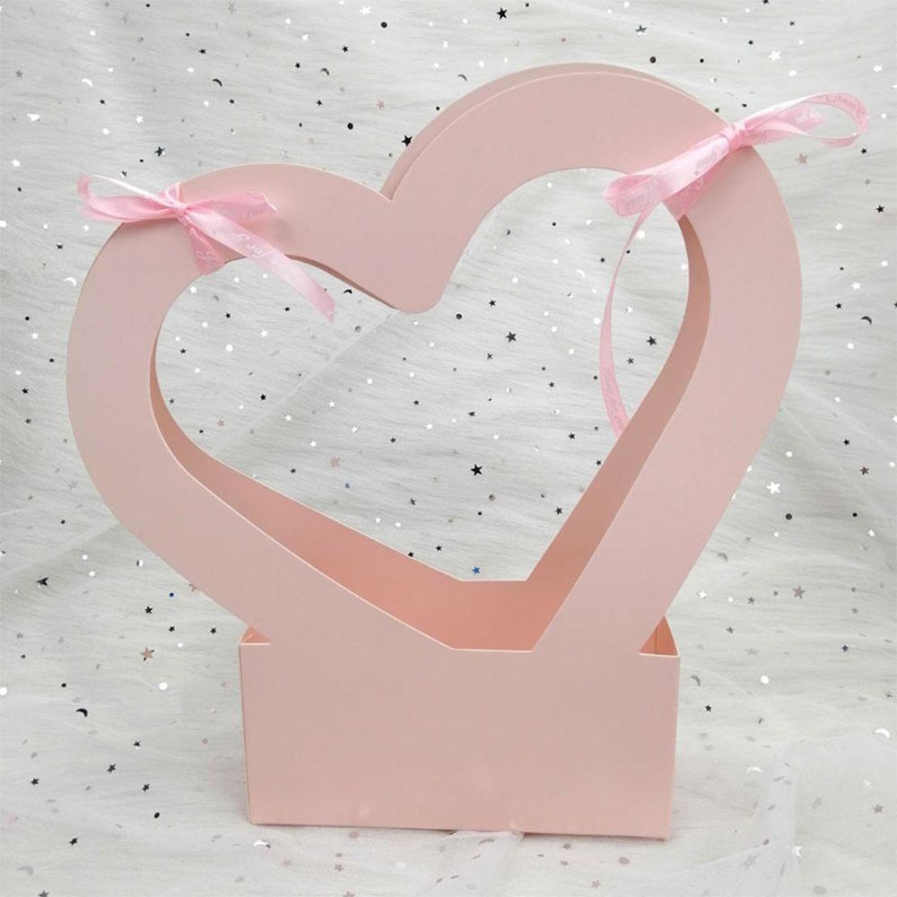 

Day Romantic Decorate Love Hollow Paper Bags Flower Packing Box Rose Arrangement Box Portable рожевий