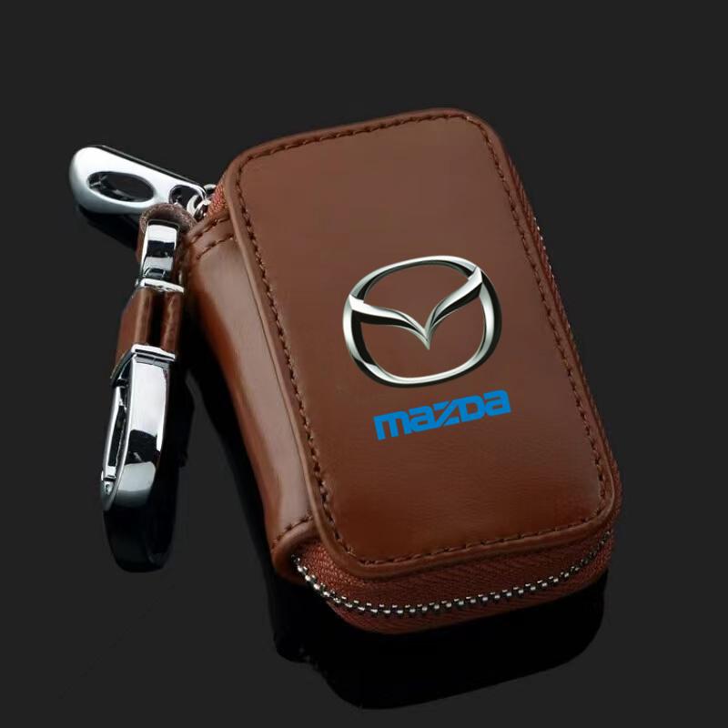 Leather Car Key Case Keys Full Cover Protection Shell Bag For Mazda 2 3 4 5 6 7 8 323 626 CX5 CX7 CX9 RX8 MX3 MX5 Accessories FF10