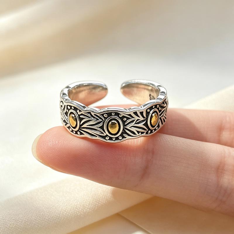 Elegant Two-Tone Silver-Plated Wheat Pattern Ring