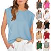 Women's Round Neck Sleeveless Cap Shoulder Loose Fit Elegant Commute Tank Top Solid Color Casual Tee