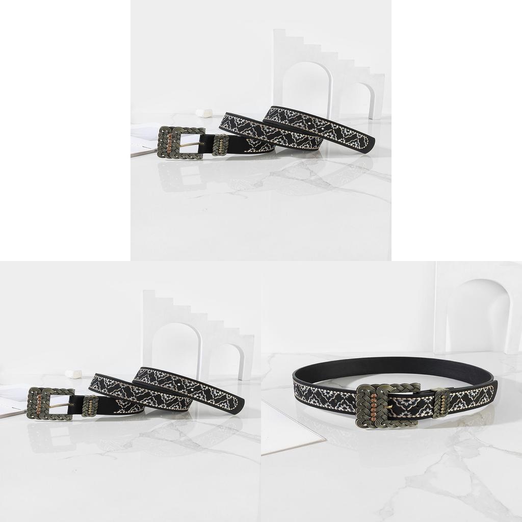 Stylish Unisex Faux Leather Belt With Metal Buckle Belt Paired Jeans With