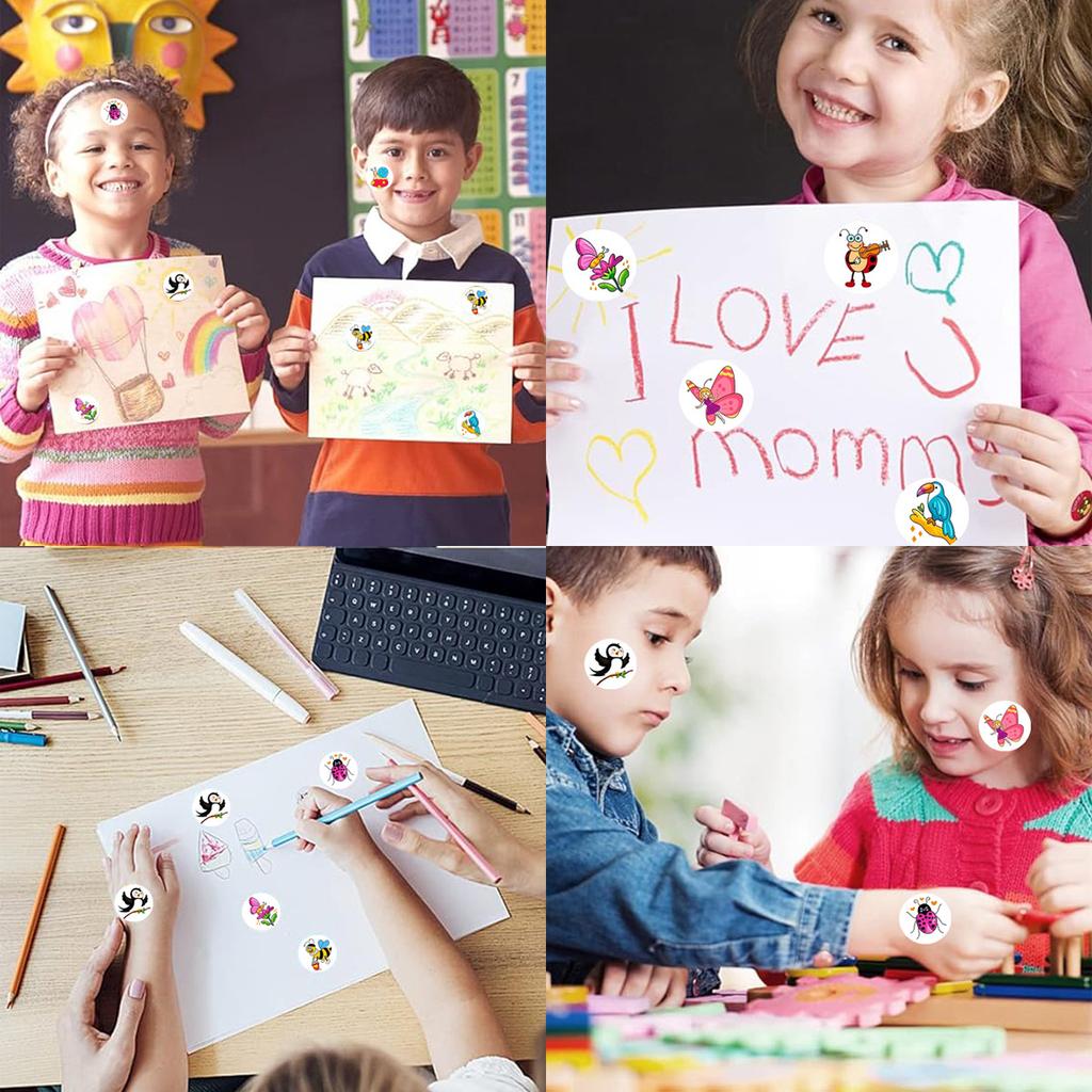 1000 Stück/2 Rollen Cartoon-Aufkleber Niedliche Tier-Belohnungsaufkleber Schreibwaren Dankeschön-Geschenkdekoration Wasserbecher Scrapbooking-Aufkleber