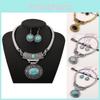 Ethnischer Stil Simulation Edelstein Dekoration Damen Halskette und Ohrring Set Für Männer und Frauen