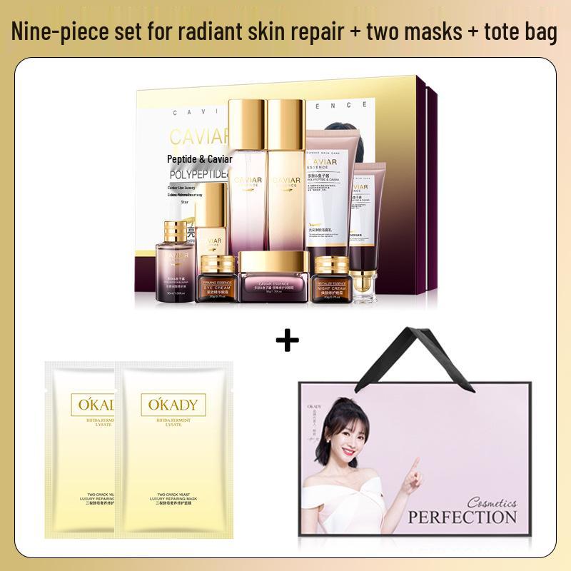 Oppe Zhenmei Caviar Brightening & Moisturizing Nine-Piece Skincare Set with Mask