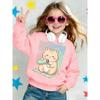 Kids Loose Crewneck Sweatshirt, Cute Cartoon Cat Print Trendy All-Match Long Sleeve Top for Spring Autumn