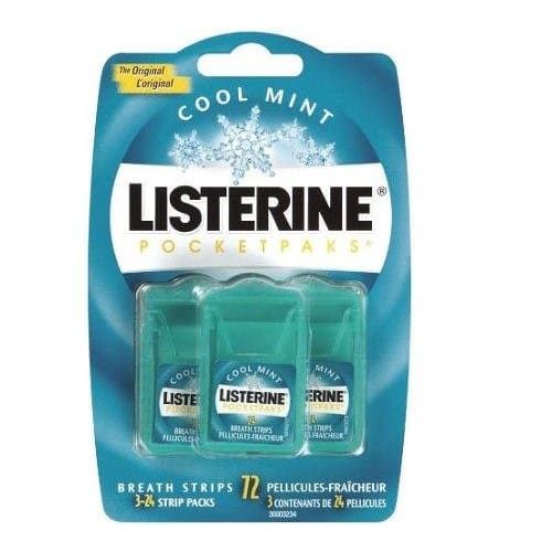 

Listerine PocketPaks Breath Strips - Cool Mint - 72 strips (24 strips x 3 packs) Cool Mint Flavor [Ships from overseas]