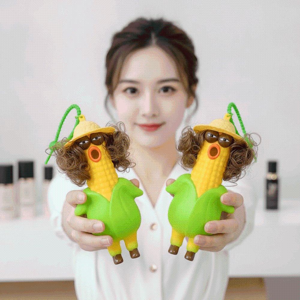 Shrill Corn Key Chain Flexible Squishy Toy Pendant Sensory Toy Screaming Chicken Teens
