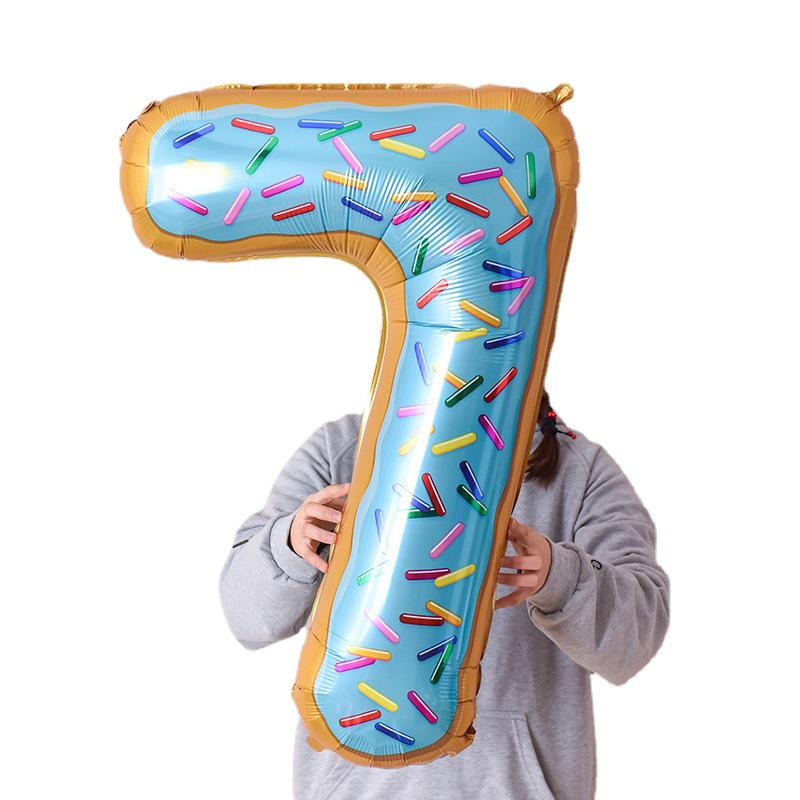 40-Inch Donut Number Balloons for Kids' First Birthday or Kindergarten Party Decorations