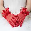 Seethrough Bowknot Mesh Gloves for Evening Party Short Gloves Bridal Gloves Wedding Accessory Handwear for Special Event