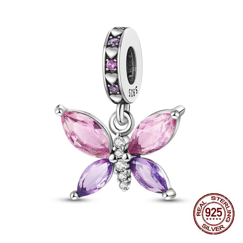 Compatible With 3MM Authentic Bracelets copper Colorful Dragonfly Flower Gem Butterfly Charm Bead Charms Bead Charms Fine Do It Yourself Jewellery Mak