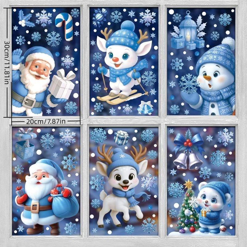 6 Pcs Christmas Window Stickers Wall Sticker Kids Room Wall Decals Merry Christmas Decorations For Home New Year Stickers