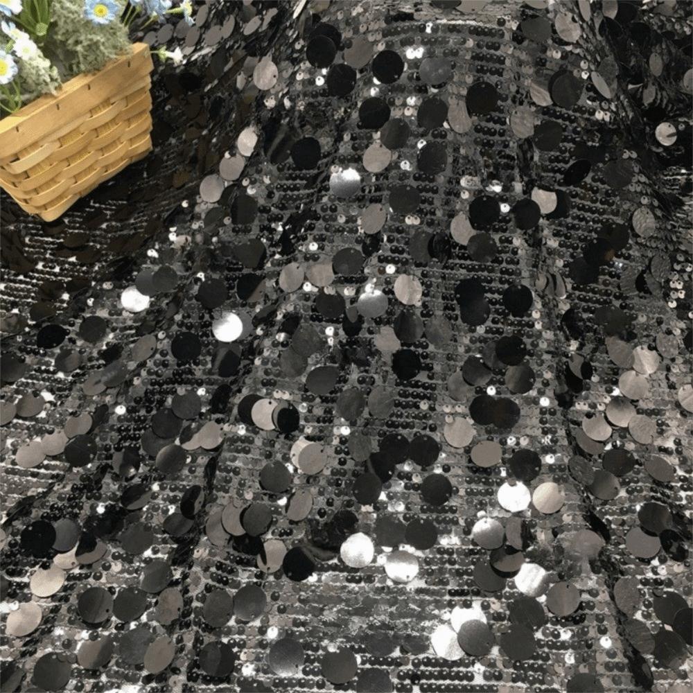 1 Yard/Width 130cm Circular Sequin Fabric Large Embroidered Stage Costume Fabric Mesh Bottom Wedding Dress Fabric