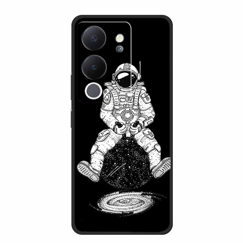 Funda For Vivo V30 Lite Case Cute Cartoon Cat Black Silicone Shockproof Soft Phone Cases For Vivo V30 Lite Back Cover Case Bag
