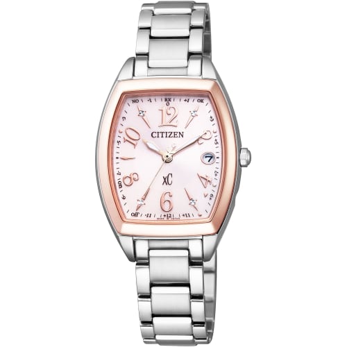 Citizen Xrossea Eco-Drive Radio-Controlled Watch with Stainless Steel Lines and Happy Flight Simple Adjustment, ES9390-57W, Women's