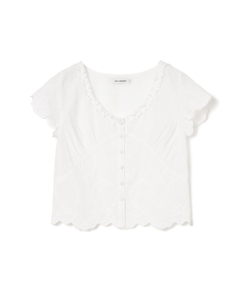 MILLO WOMEN Scallop Lace Blouse [White]