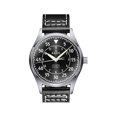 Skysurfer Pilot Black Sunray Dial Leather Automatic RTS321 200M Men's Watch