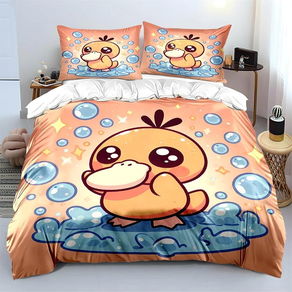 Ensembles de literie Psyduck de dessin animé Ensemble exquis de literie Housse de couette Ensemble couette de lit Décoration de chambre à coucher Cadeau d'anniversaire