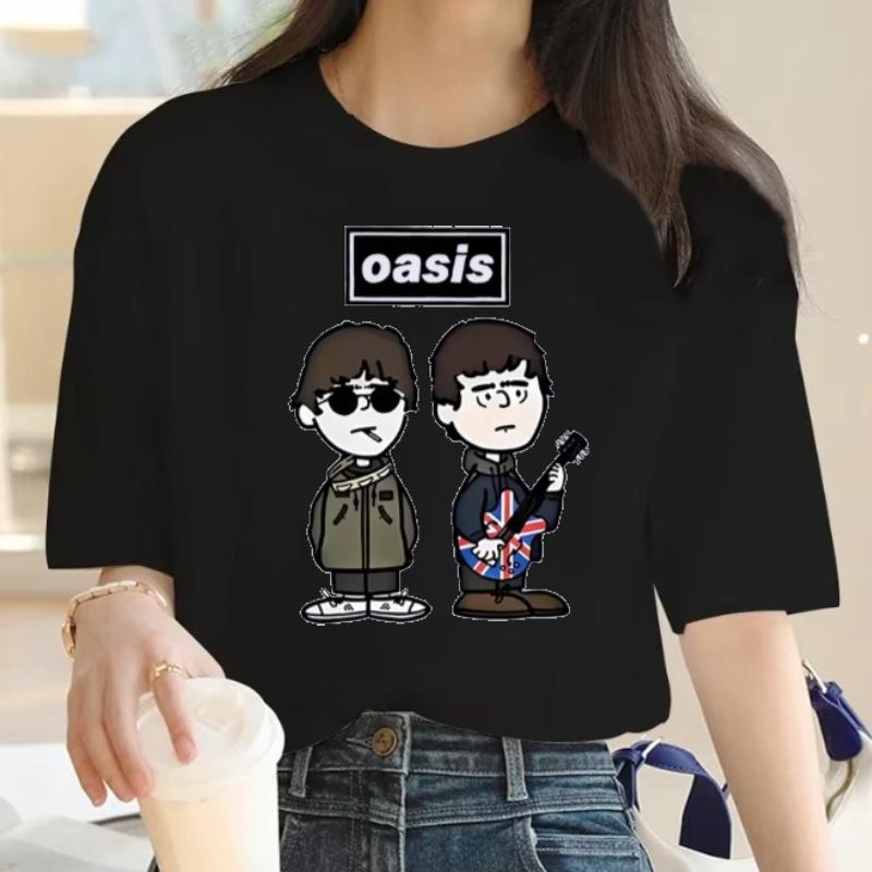 British Rock Band O-Oasis Live 25 Punk T-shirt Men Women's Cartoon Vintage Hip Hop Streetwear Summer Cotton Short Sleeve Top