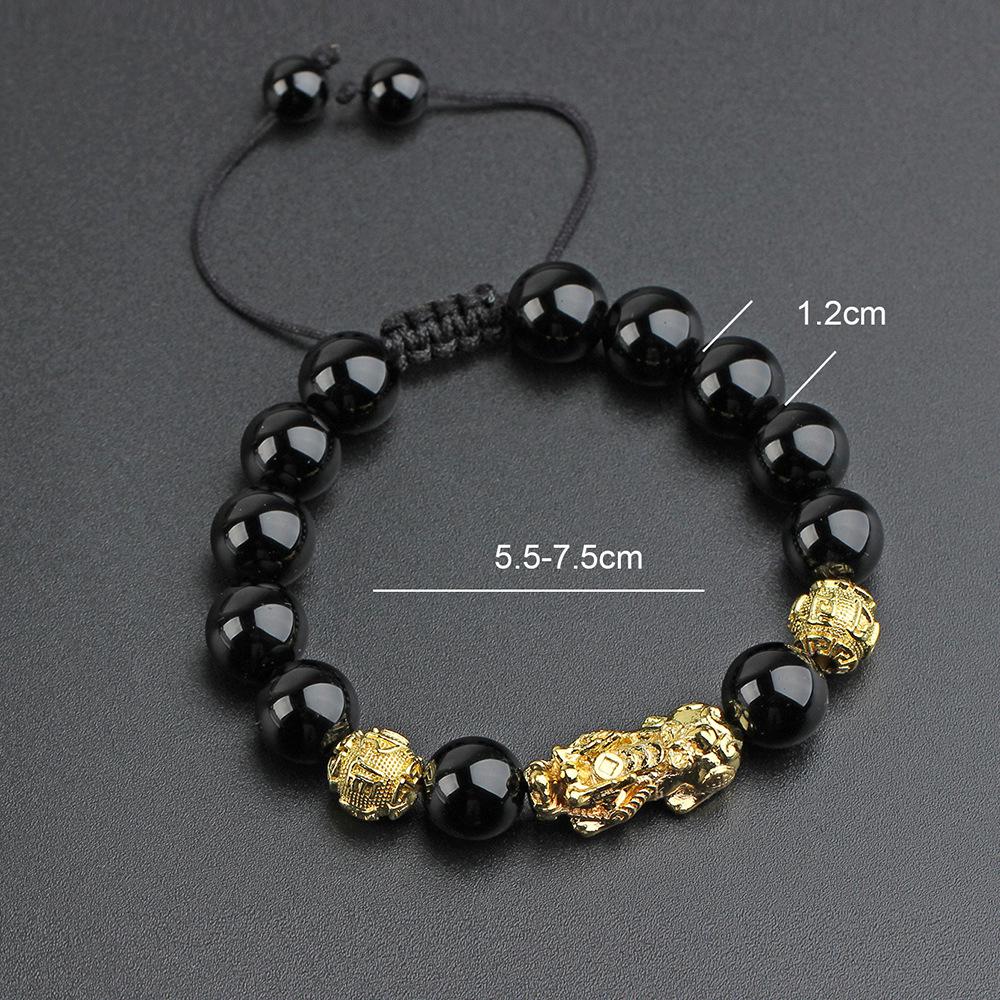 Golden Pixiu Bracelet: Six-Character Mantra Beaded Hand Chain Unisex Jewelry