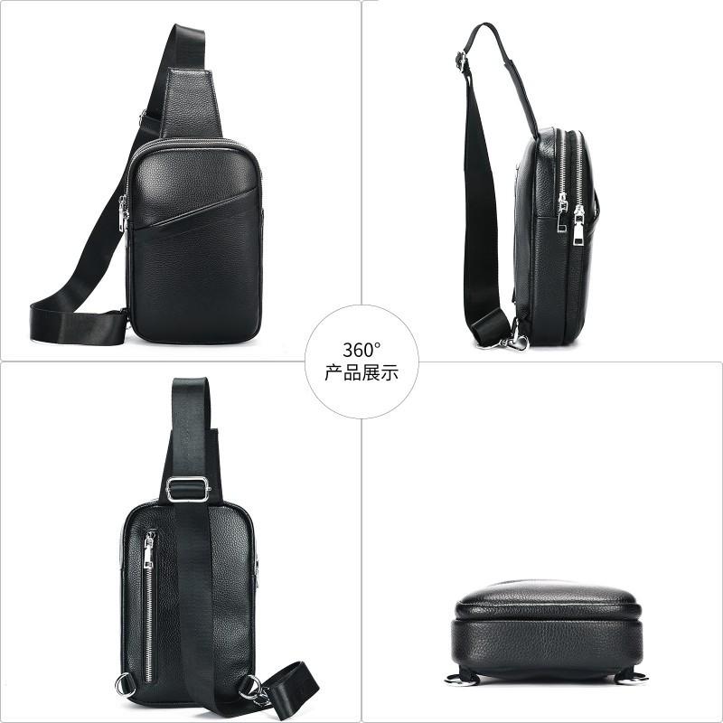 Simple Leather Chest Bag Men With A High-end Feel Top Layer Cowhide Crossbody Shoulder Men's Casual Versatile